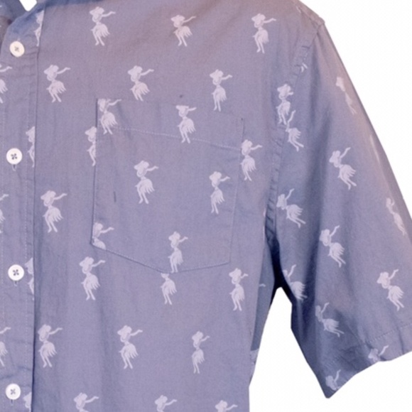 Tiki Girl Blue Hawiian Cotton Short sleeve Shirt - Picture 2 of 3